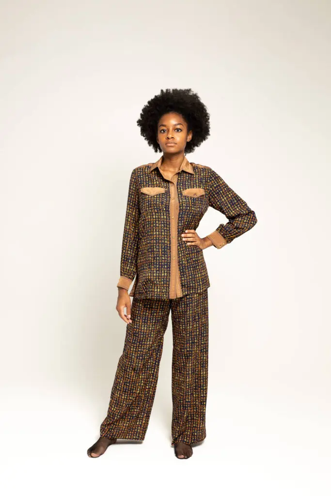 Headshot of a black woman in a unique fancy brown dress facing the camera - Tokyo Portrait Photographer, Headshot photos