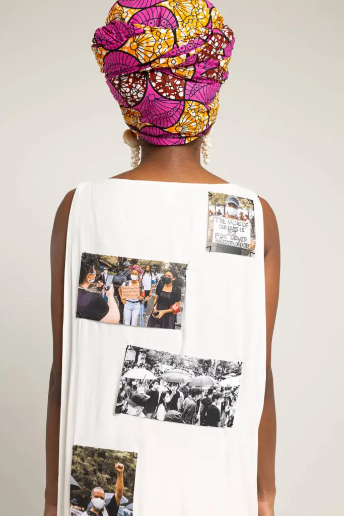 A backward shot of a young black model wearing a long shirt representing black lives matter - Tokyo Portrait Photographer