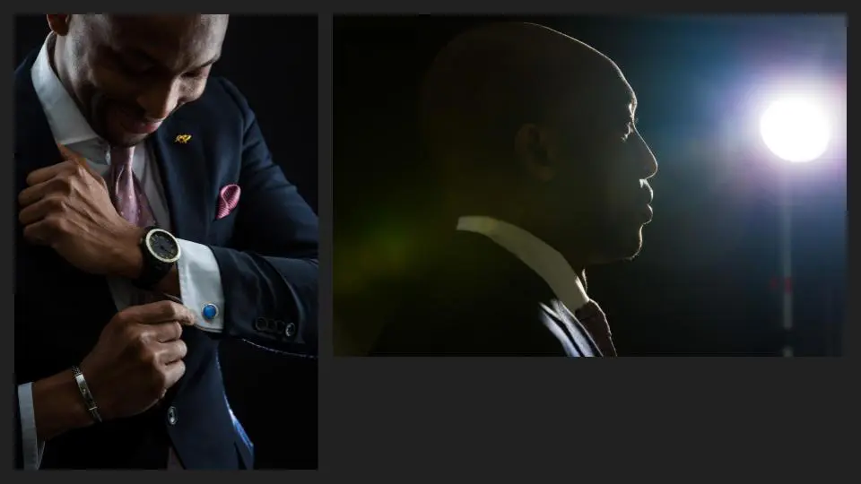 Two shots of a young man in a suit posing differently in low light - Tokyo Portrait Photographer, Photographer in Tokyo