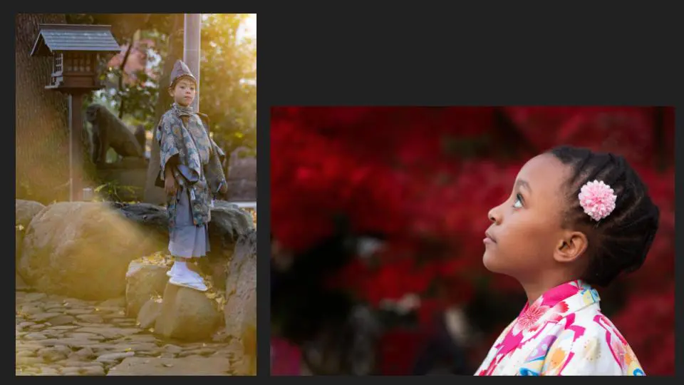 A collage of kids photos, a boy in fancy dress, and a girl in a cultural outfit - family photography, lifestyle photography