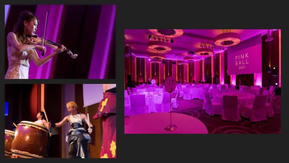 A collage of event photos with purple theme, some music and dance as well - Event photographer, Tokyo Event Photography