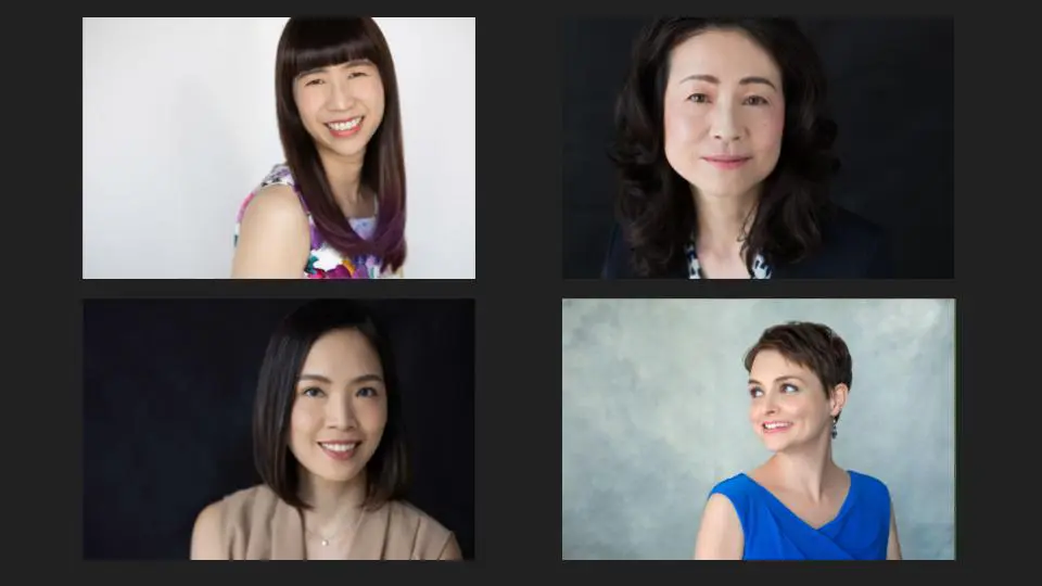 A collage of four young woman smiling at the camera in casual dresses - Tokyo Portrait Photographer, Headshot photos