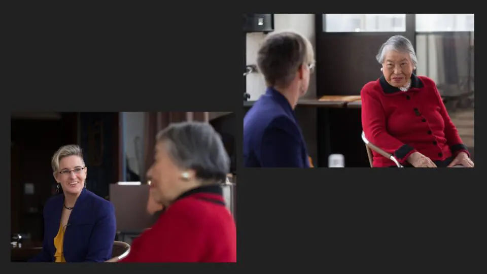 A collage of two women in red and blue outfit discussing casually - Tokyo Portrait Photographer, Photographer in Tokyo