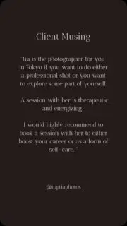 There’s no greater compliment than hearing that a client walked away feeling more confident, more seen, and more like themselves. Our headshot and portrait photography sessions help clients:Build a stronger personal brand.
Step into new opportunities with confidence.
Celebrate milestones that deserve to be remembered.
See themselves with fresh eyes.If you’re building your career, celebrating a milestone, elevating your leadership presence, or simply choosing yourself for once, every session is designed to meet you where you are.We’d love to help you create portraits that feel as true to who you are as this experience felt to our client.#toptia #toptiaportaits #photographerintokyo #photographer #tokyo