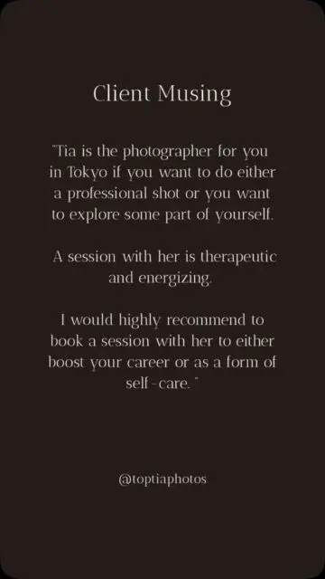 There’s no greater compliment than hearing that a client walked away feeling more confident, more seen, and more like themselves. Our headshot and portrait photography sessions help clients:Build a stronger personal brand.
Step into new opportunities with confidence.
Celebrate milestones that deserve to be remembered.
See themselves with fresh eyes.If you’re building your career, celebrating a milestone, elevating your leadership presence, or simply choosing yourself for once, every session is designed to meet you where you are.We’d love to help you create portraits that feel as true to who you are as this experience felt to our client.#toptia #toptiaportaits #photographerintokyo #photographer #tokyo
