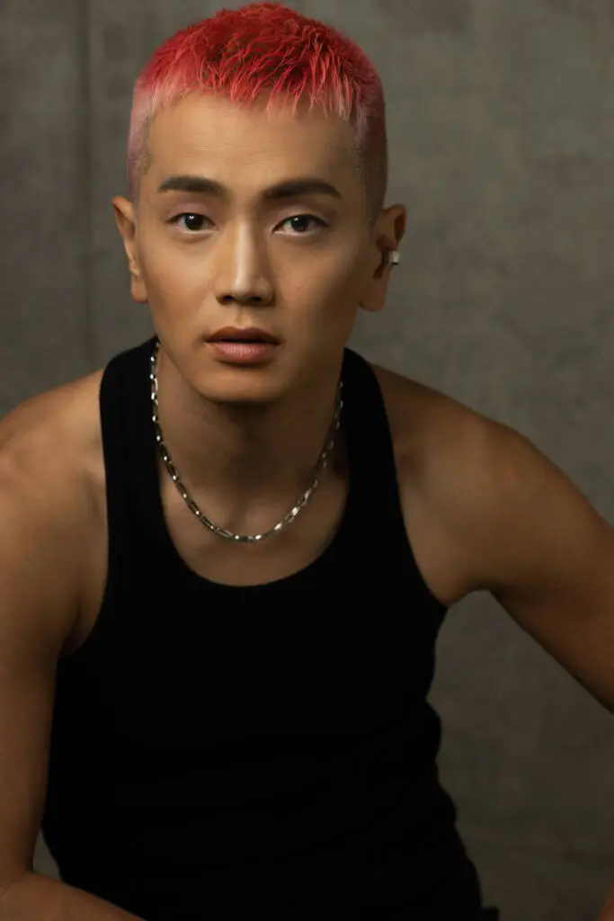 Headshot of a young dancer in a black vest having red hair - dance portfolio, Tokyo Portrait Photographer, Headshot photos