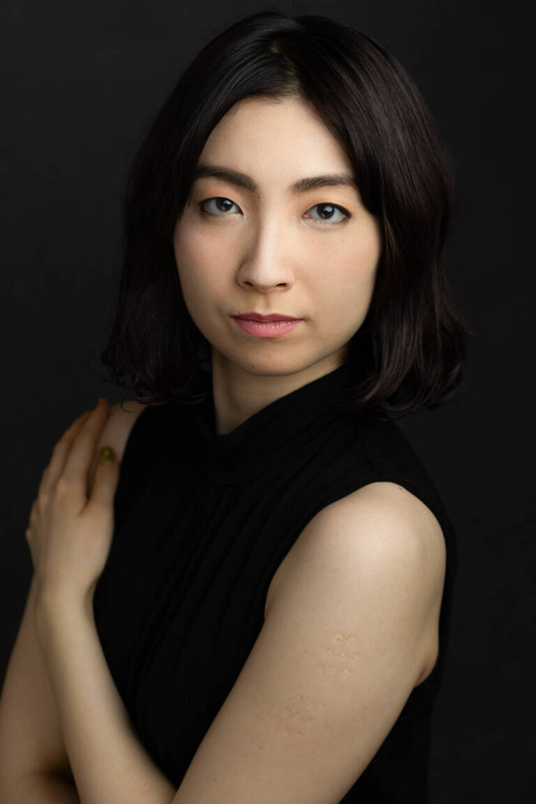 Headshot of a young beautiful Japanese woman in a black dress indoors - Tokyo Portrait Photographer, Headshot photos