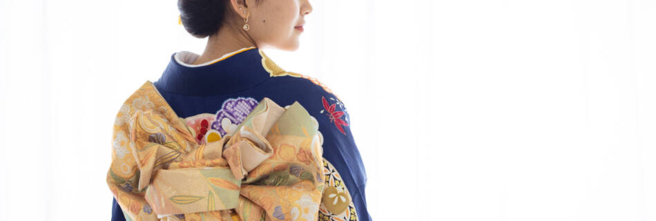 mixed raced young woman dressed in a kimono